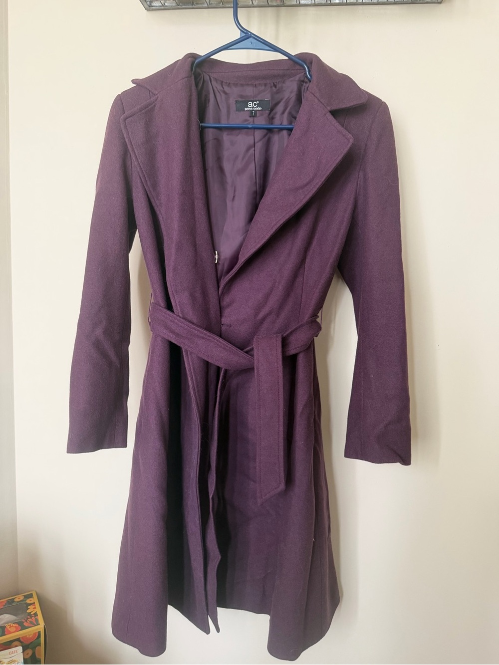 AC Area Code Women's Deep Plum Belted Trench Coat